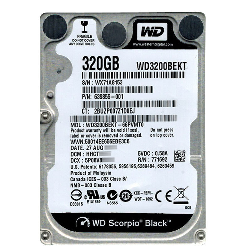 Western Digital - 320GB 7.2K SATA 3.0Gbps 2.5" 16MB Hard Drive - WD3200BEKT-66PVMT0