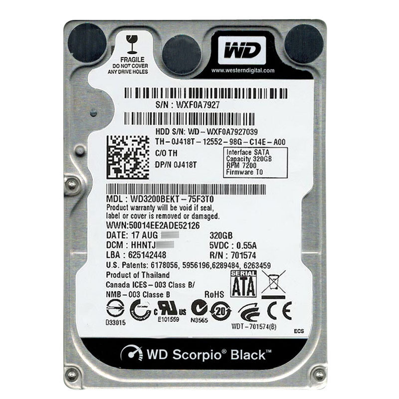 Western Digital - 320GB 7.2K SATA 3.0Gbps 2.5" 16MB Hard Drive - WD3200BEKT-75F3T0