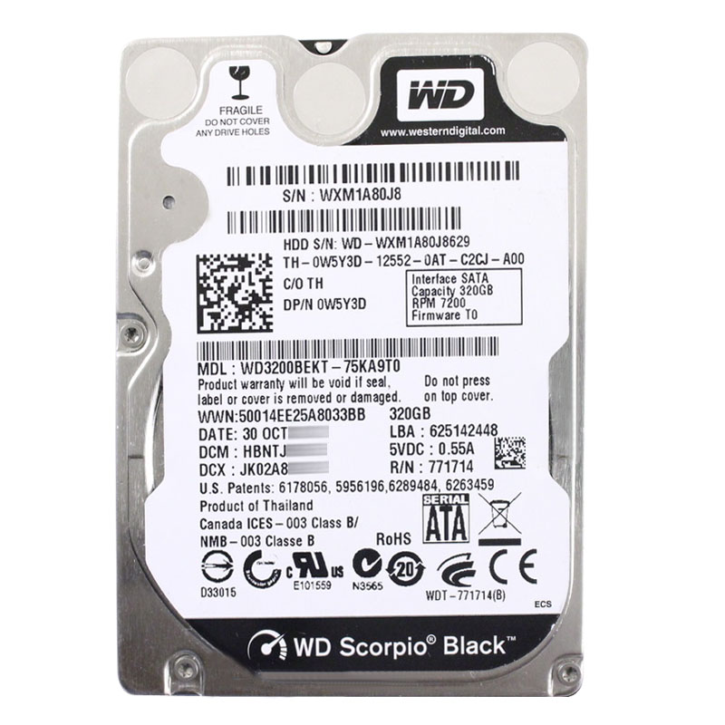 Western Digital - 320GB 7.2K SATA 3.0Gbps 2.5" 16MB Hard Drive - WD3200BEKT-75KA9T0
