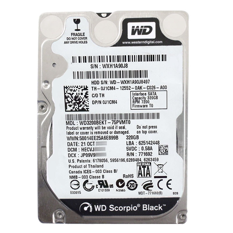 Western Digital - 320GB 7.2K SATA 3.0Gbps 2.5" 16MB Hard Drive - WD3200BEKT-75PVMT0