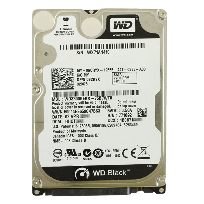 Western Digital - 320GB 7.2K SATA 6.0Gbps 2.5" 16MB Cache Hard Drive - WD3200BEKX-75B7WT0