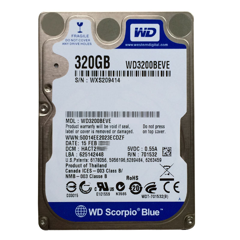 Western Digital - 320GB 5.4K PATA 2.5" 8MB Cache Hard Drive - WD3200BEVE