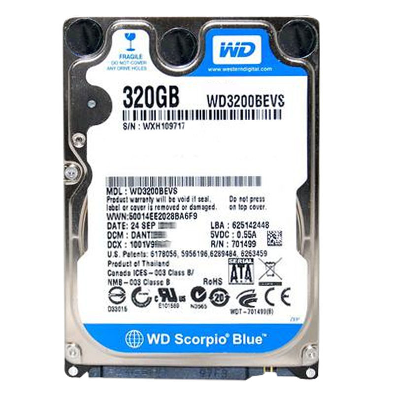 Western Digital - 320GB 5.4K SATA 2.5" 8MB Cache Hard Drive - WD3200BEVS