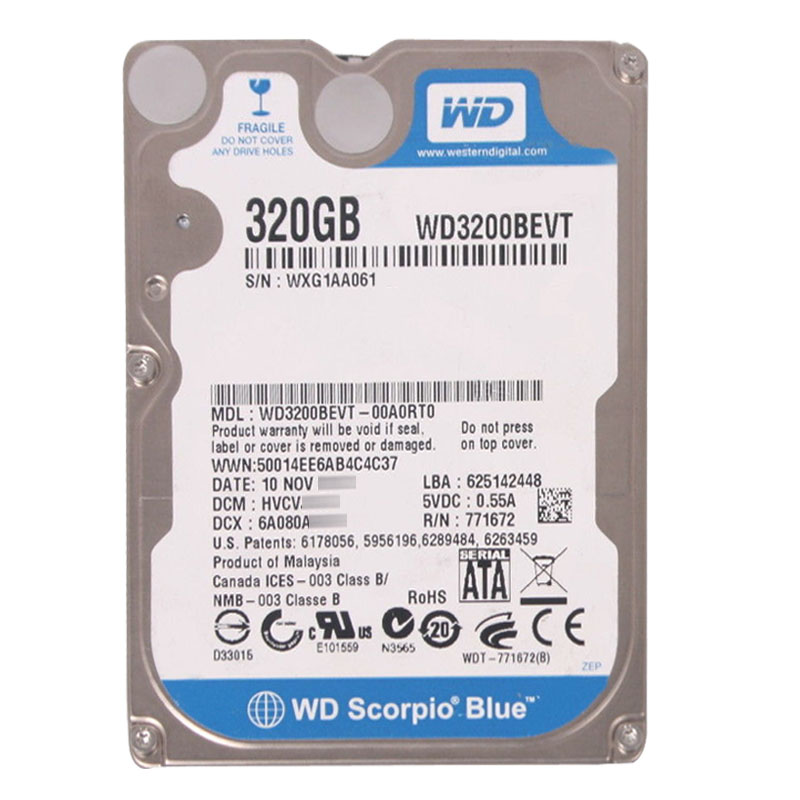 Western Digital - 320GB 5.4K SATA 3.0Gbps 2.5" 8MB Hard Drive - WD3200BEVT-00A0RT0