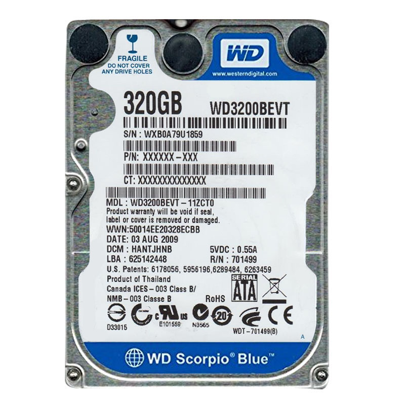 Western Digital - 320GB 5.4K SATA 3.0Gbps 2.5" 8MB Hard Drive - WD3200BEVT-11ZCT0