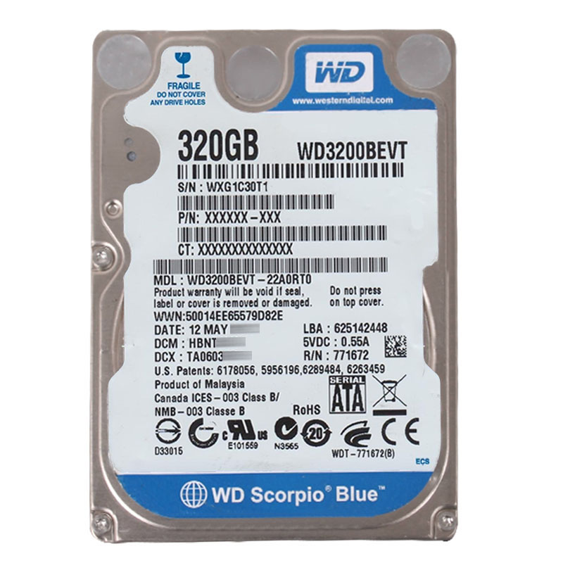 Western Digital - 320GB 5.4K SATA 3.0Gbps 2.5" 8MB Hard Drive - WD3200BEVT-22A0RT0