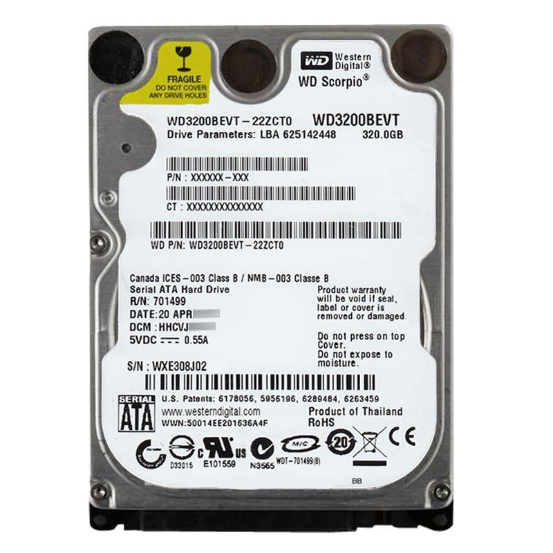 Western Digital - 320GB 5.4K SATA 3.0Gbps 2.5" 8MB Hard Drive - WD3200BEVT-22ZCT0