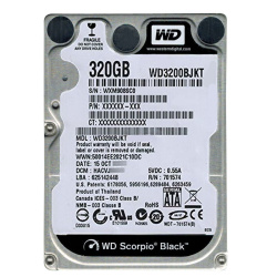 Western Digital - 320GB 7.2K SATA 3.0Gbps 2.5" 16MB Hard Drive - WD3200BJKT