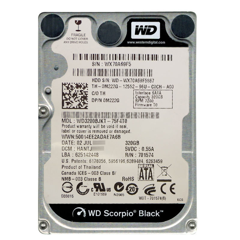 Western Digital - 320GB 7.2K SATA 3.0Gbps 2.5" 16MB Hard Drive - WD3200BJKT-75F4T0