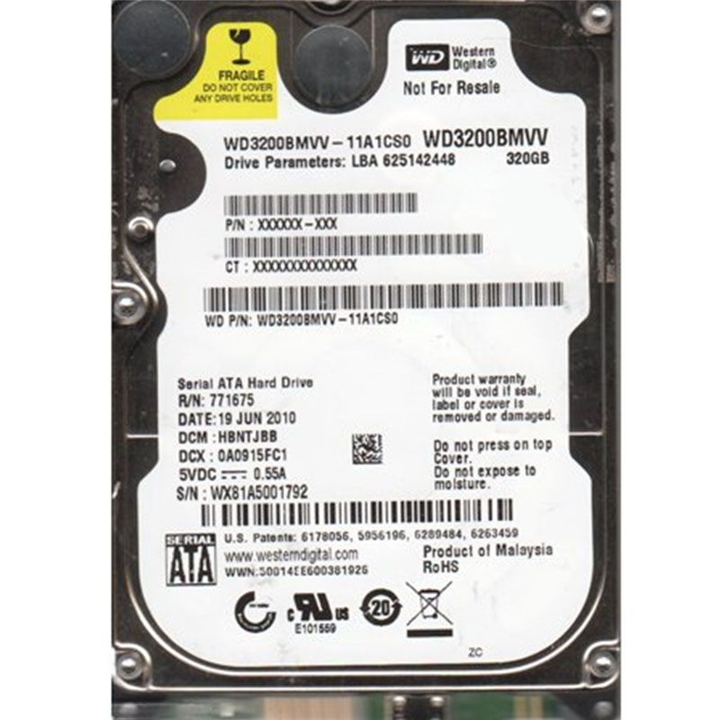 Western Digital - 320GB 5.4K SATA 2.5" Hard Drive - WD3200BMVV-11A1CS0