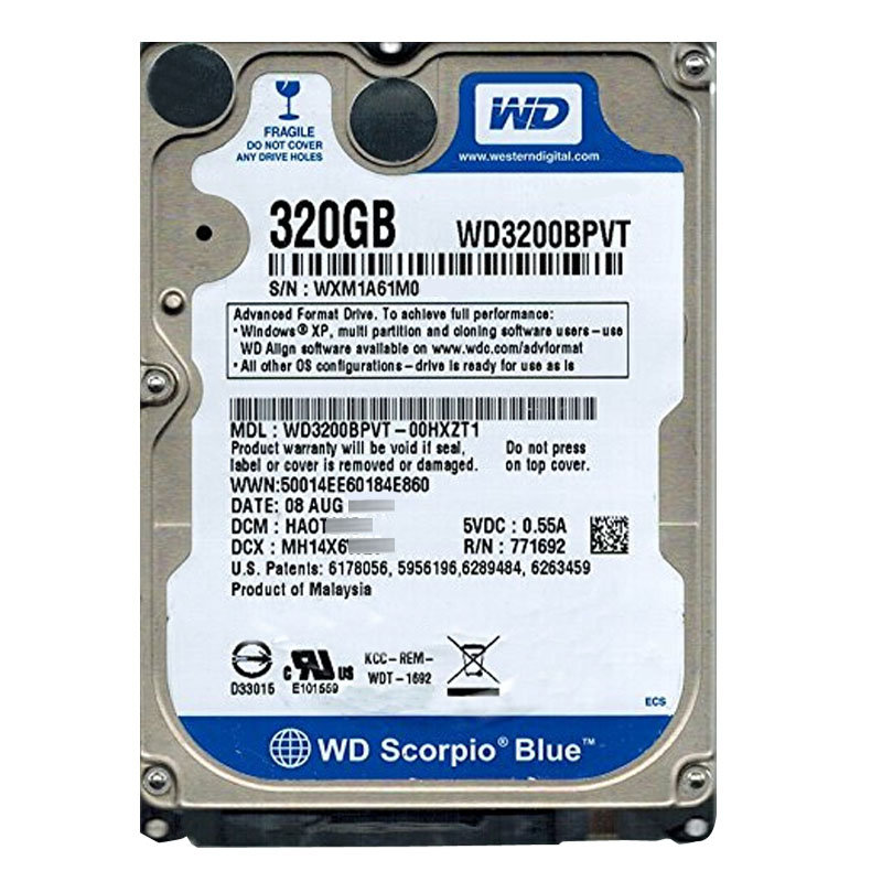 Western Digital - 320GB 5.4K SATA 3.0Gbps 2.5" 8MB Hard Drive - WD3200BPVT-00HXZT1
