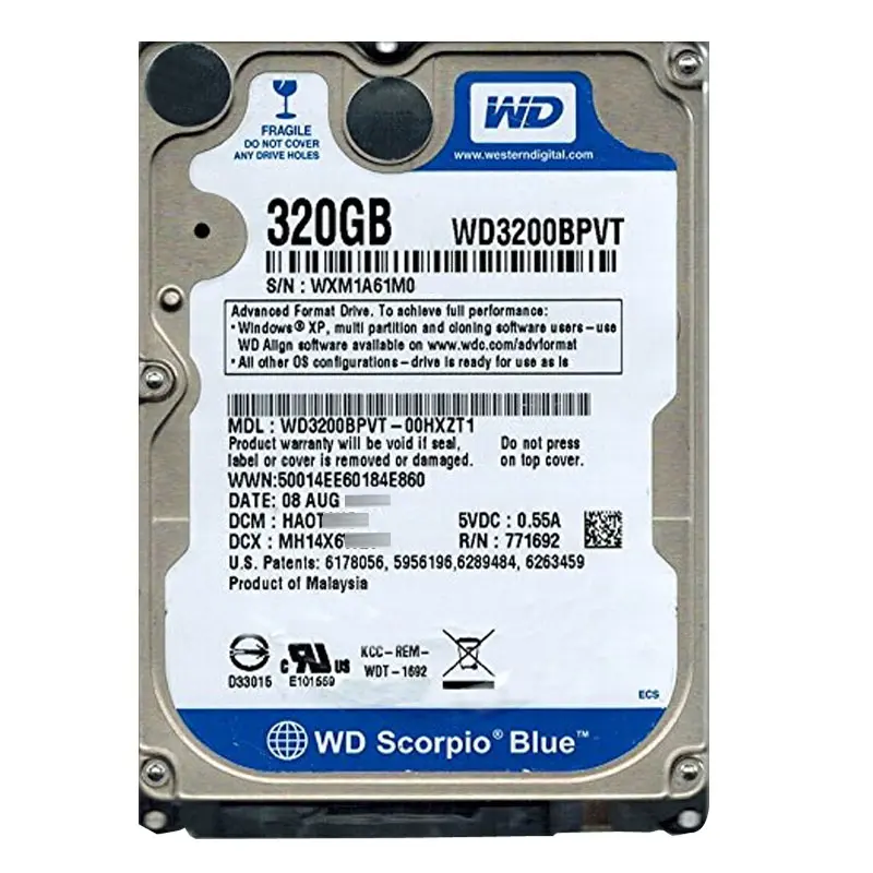 WD3200BPVT-00HXZT1.jpg Western Digital - 320GB 5.4K SATA 3.0Gbps 2.5" 8MB Hard Drive - WD3200BPVT-00HXZT1 - Image 1