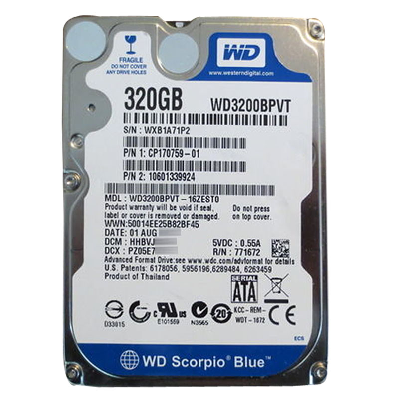 Western Digital - 320GB 5.4K SATA 3.0Gbps 2.5" 8MB Hard Drive - WD3200BPVT-16ZEST0