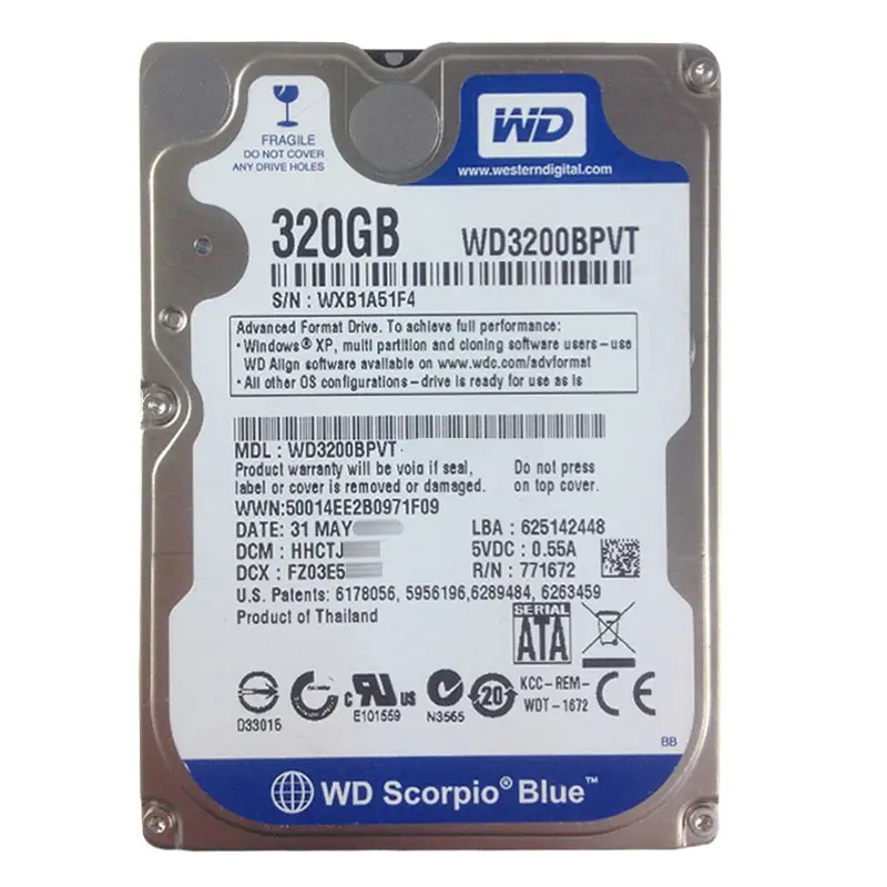 WD3200BPVT.jpg Western Digital - 320GB 5.4K SATA 3.0Gbps 2.5" 8MB Hard Drive - WD3200BPVT - Image 1