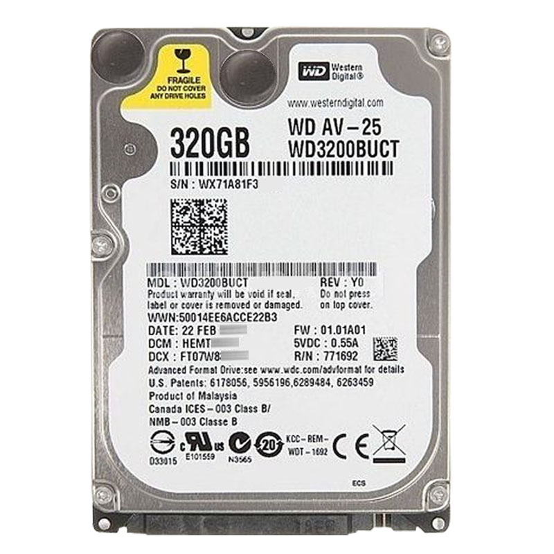 Western Digital - 320GB 5.4K SATA 3.0Gbps 2.5" 16MB Hard Drive - WD3200BUCT