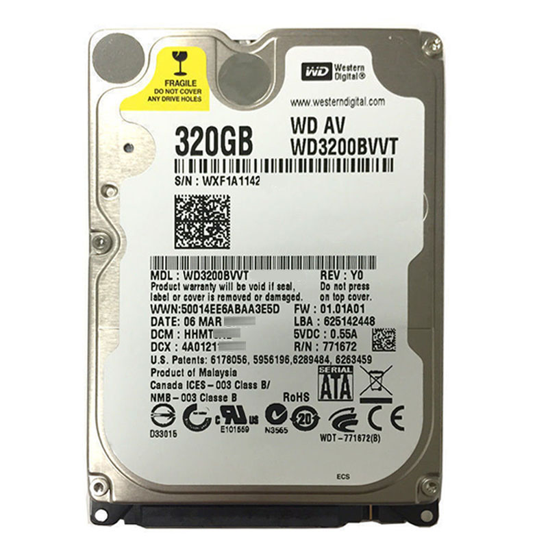 Western Digital - 320GB 5.4K SATA 3.0Gbps 2.5" 8MB Hard Drive - WD3200BVVT