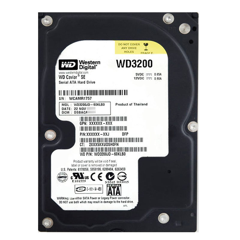 Western Digital - 320GB 7.2K SATA 1.5Gbps 3.5" 8MB Hard Drive - WD3200JD-60KLB0