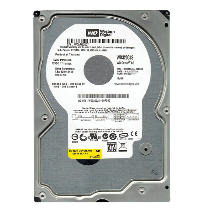 Western Digital - 320GB 7.2K SATA 3.0Gbps 3.5" 8MB Hard Drive - WD3200JS-00PDB0