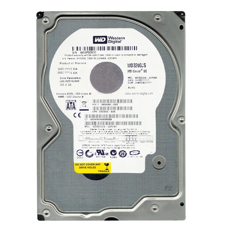 Western Digital - 320GB 7.2K SATA 3.0Gbps 3.5" 8MB Hard Drive - WD3200JS-22PDB0