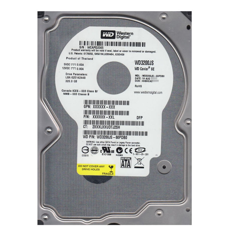 Western Digital - 320GB 7.2K SATA 3.0Gbps 3.5" 8MB Hard Drive - WD3200JS-60PDB0