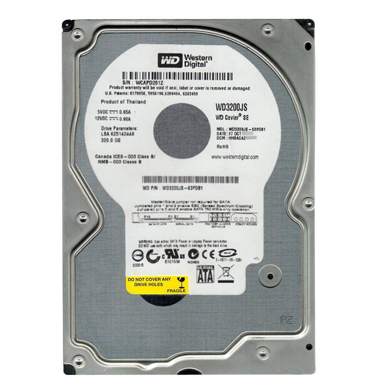 Western Digital - 320GB 7.2K SATA 3.0Gbps 3.5" 8MB Hard Drive - WD3200JS-63PDB1