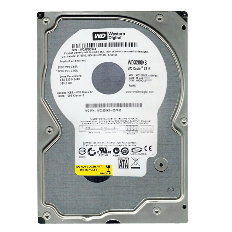 Western Digital - 320GB 7.2K SATA 3.0Gbps 3.5" 16MB Hard Drive - WD3200KS-00PFB0