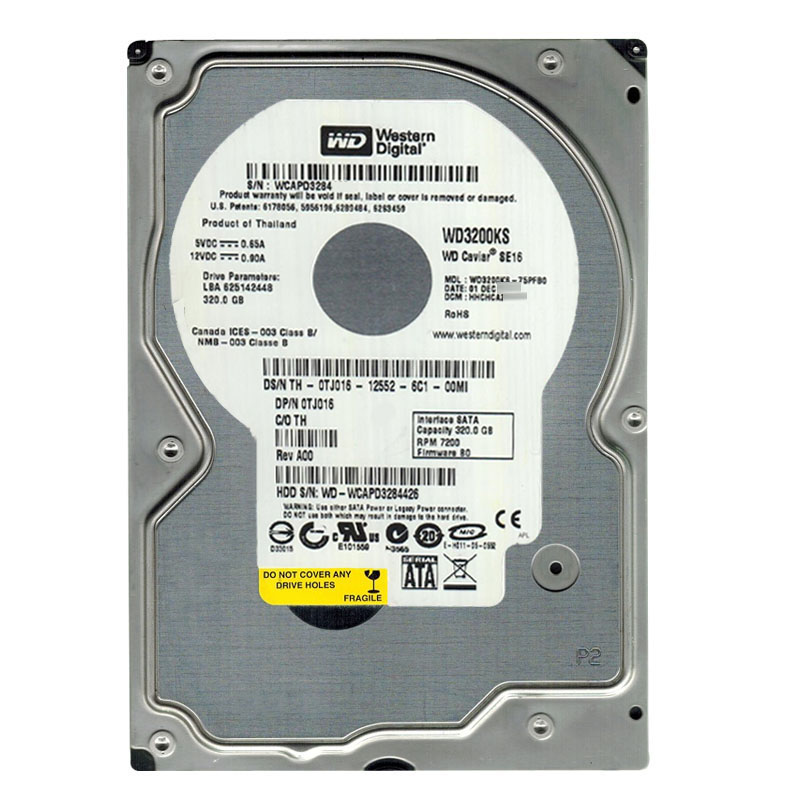 Western Digital - 320GB 7.2K SATA 3.0Gbps 3.5" 16MB Hard Drive - WD3200KS-75PFB0