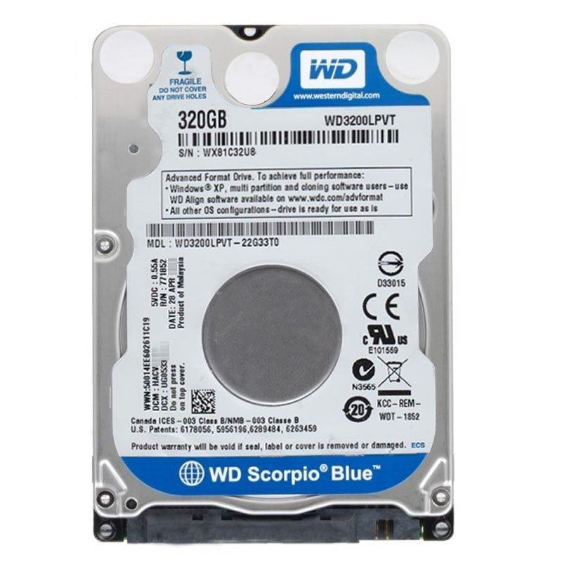 Western Digital - 320GB 5.4K SATA 3.0Gbps 2.5" 8MB Hard Drive - WD3200LPVT-22G33T0