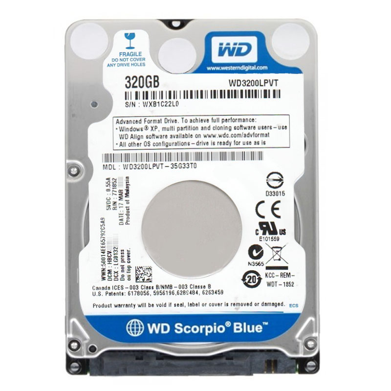 Western Digital - 320GB 5.4K SATA 3.0Gbps 2.5" 8MB Hard Drive - WD3200LPVT-35G33T0