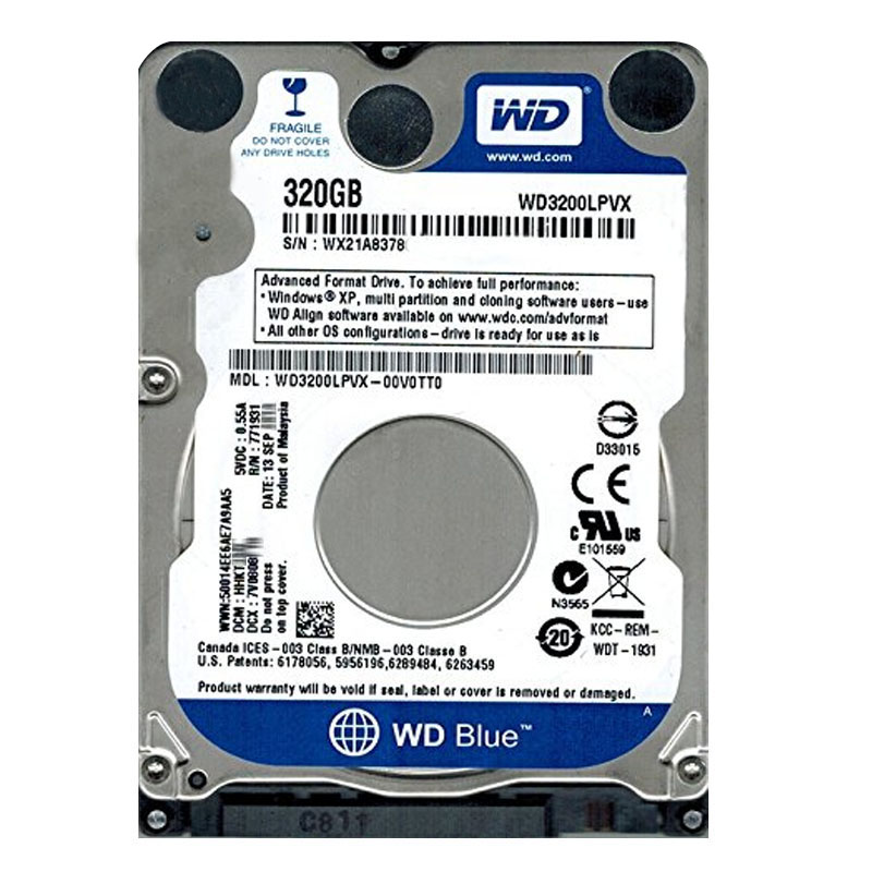 Western Digital - 320GB 5.4K SATA 6.0Gbps 2.5" 8MB Cache Hard Drive - WD3200LPVX-00V0TT0