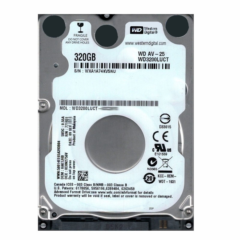Western Digital - 320GB 5.4K SATA 3.0Gbps 2.5" 16MB Cache Hard Drive - WD3200LUCT