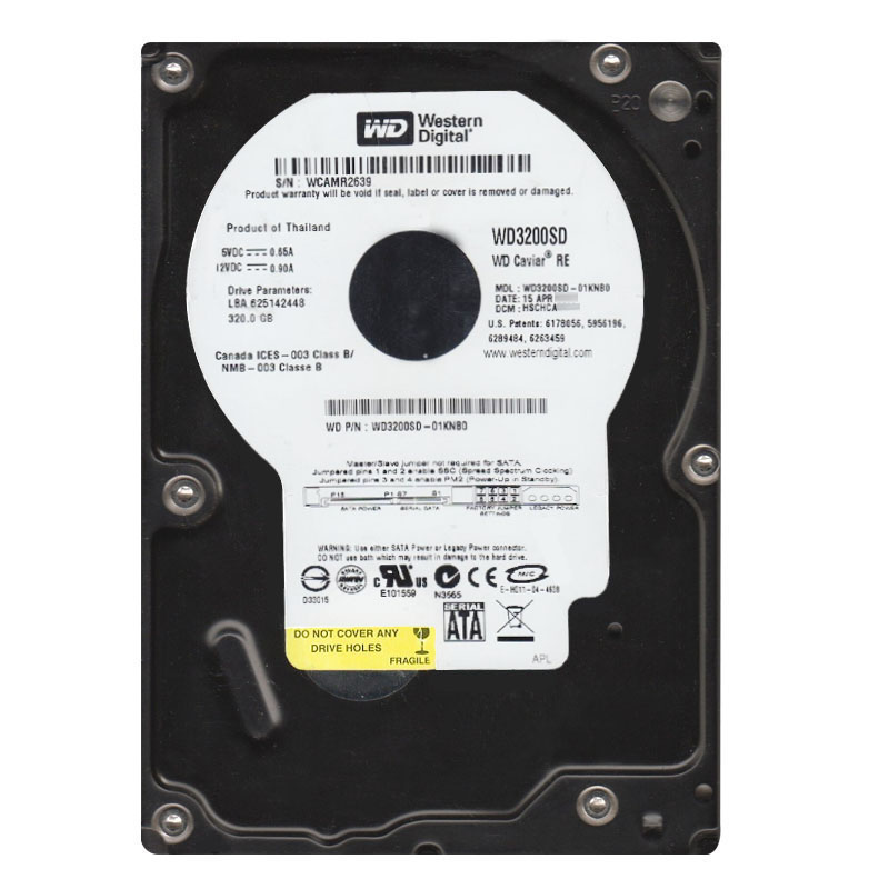 Western Digital - 320GB 7.2K SATA 1.5Gbps 3.5" 8MB Hard Drive - WD3200SD-01KNB0