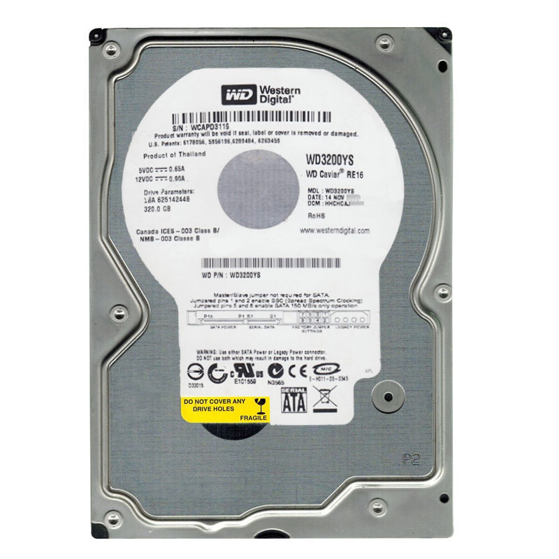 Western Digital - 320GB 7.2K SATA 3.0Gbps 3.5" 16MB Hard Drive - WD3200YS