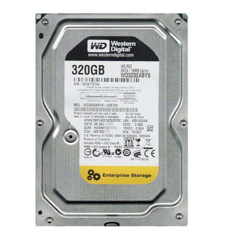 Western Digital - 320GB 7.2K SATA 3.0Gbps 3.5" 16MB Hard Drive - WD3202ABYS-02B7A0