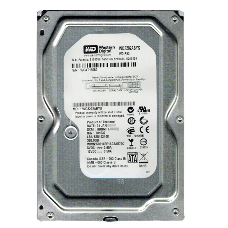Western Digital - 320GB 7.2K SATA 3.0Gbps 3.5" 16MB Hard Drive - WD3202ABYS
