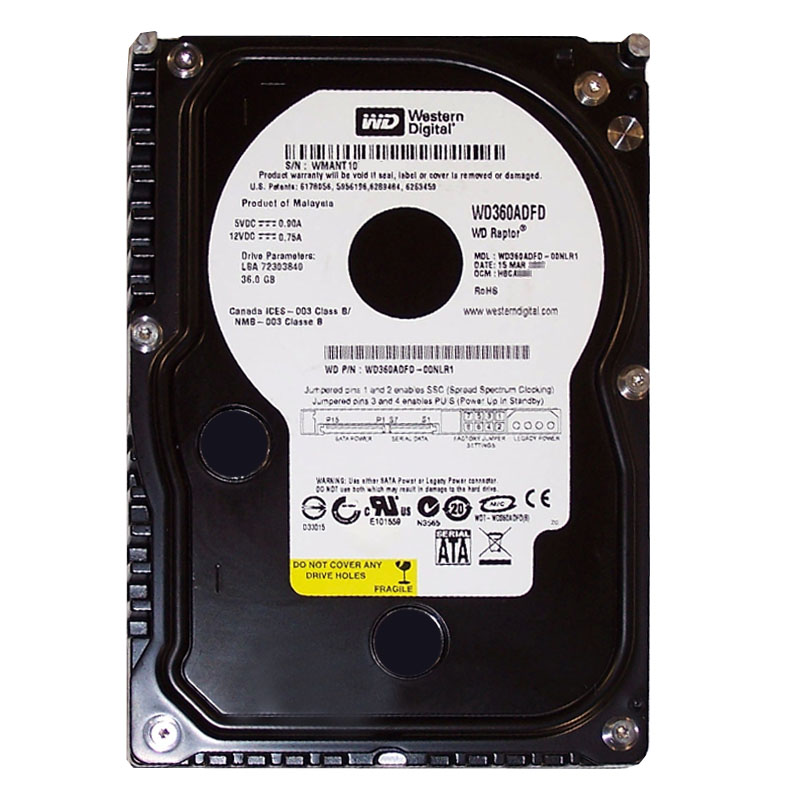 Western Digital - 36GB 10K SATA 3.5" 16MB Hard Drive - WD360ADFD-00NLR1