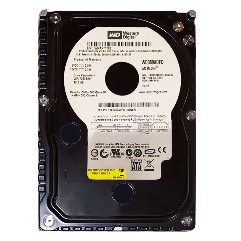 Western Digital - 36GB 10K SATA 3.5" 16MB Hard Drive - WD360ADFD-00NLR4