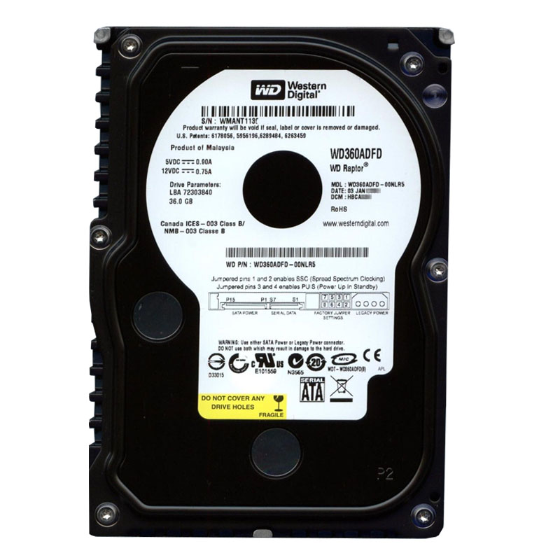 Western Digital - 36GB 10K SATA 3.5" 16MB Hard Drive - WD360ADFD-00NLR5