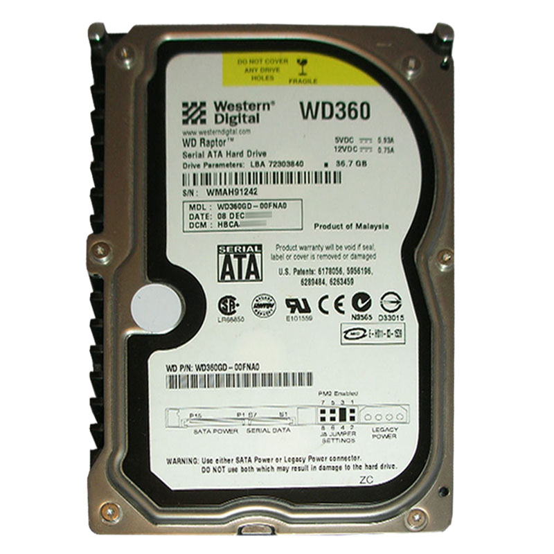 Western Digital - 36.7GB 10K SATA 1.5Gbps 3.5" 8MB Hard Drive - WD360GD-00FNA0