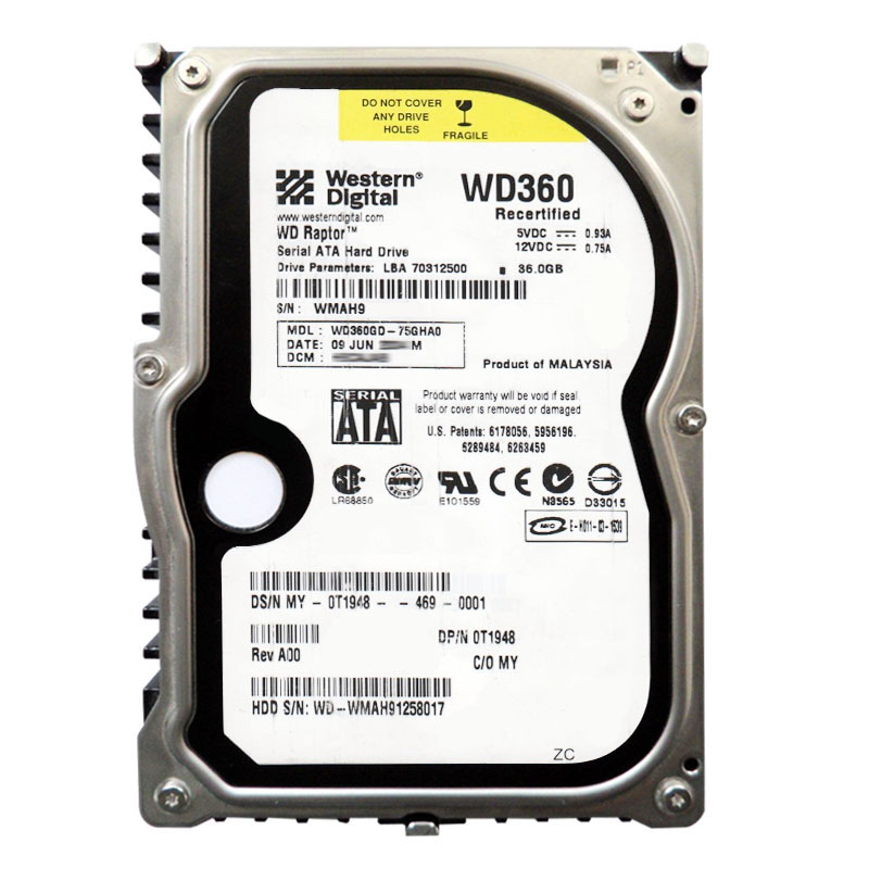 Western Digital - 36GB 10K SATA 1.5Gbps 3.5" 8MB Cache Hard Drive - WD360GD-75GHA0