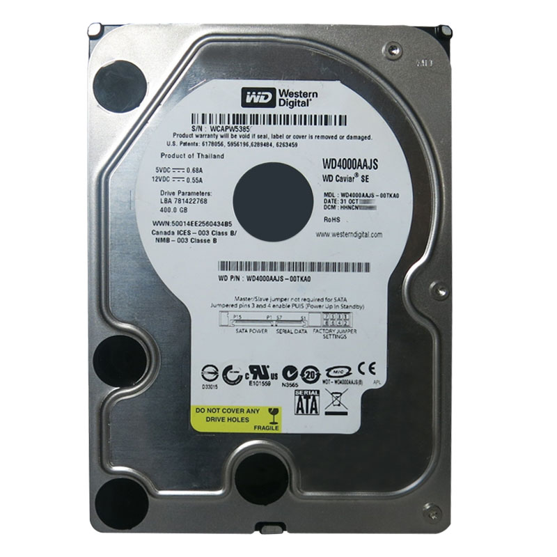 Western Digital - 400GB 7.2K SATA 3.0Gbps 3.5" 8MB Hard Drive - WD4000AAJS-00TKA0