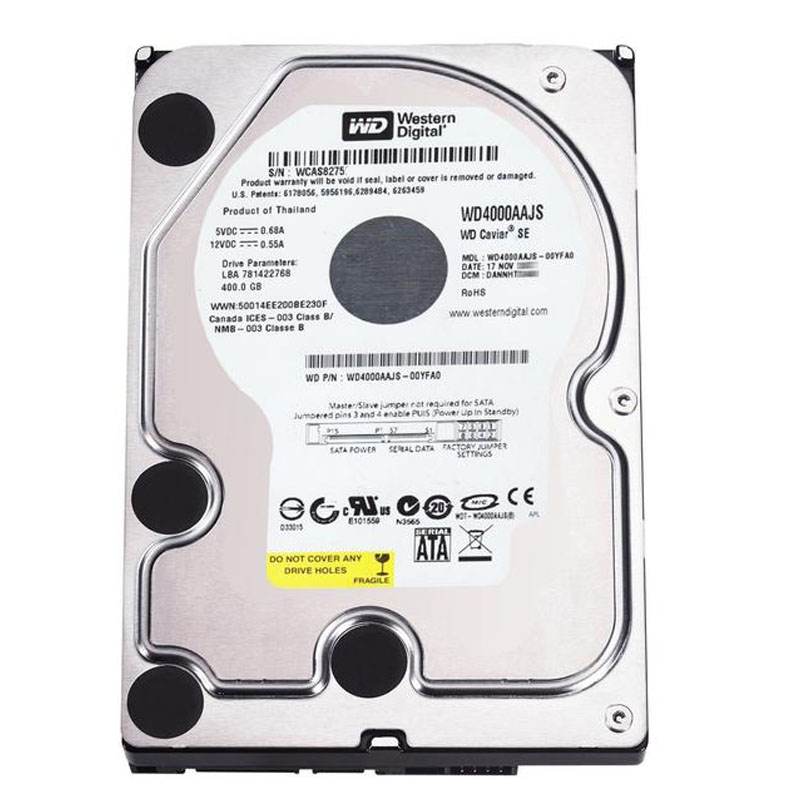 Western Digital - 400GB 7.2K SATA 3.0Gbps 3.5" 8MB Hard Drive - WD4000AAJS-00YFA0