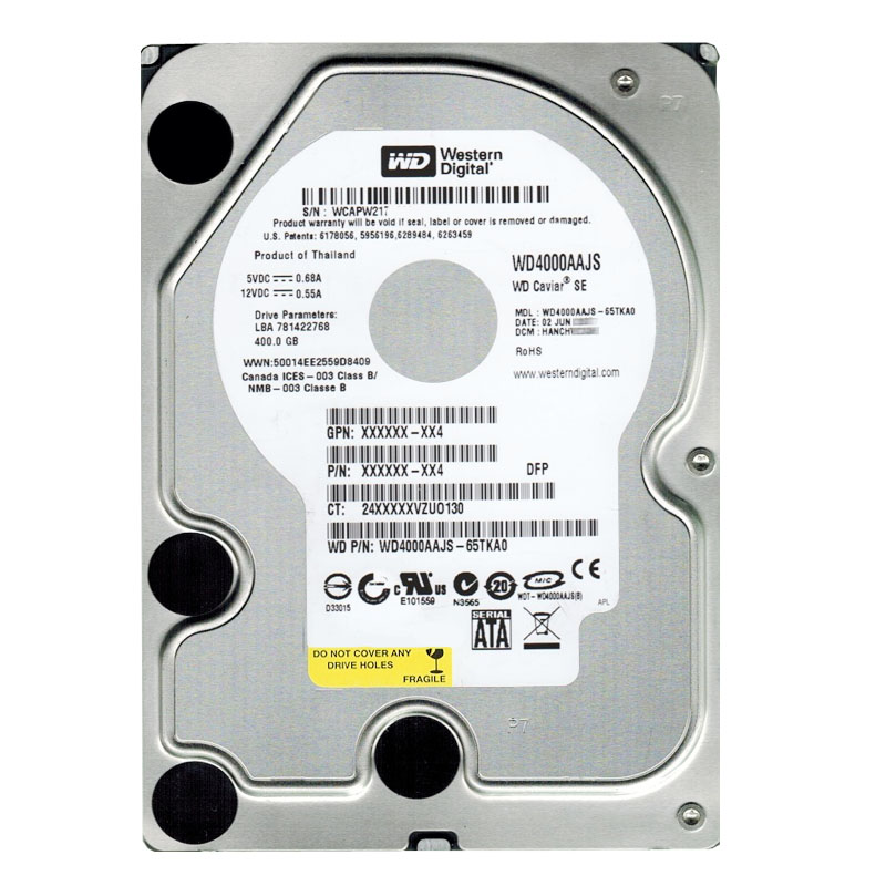 Western Digital - 400GB 7.2K SATA 3.0Gbps 3.5" 8MB Hard Drive - WD4000AAJS-65TKA0