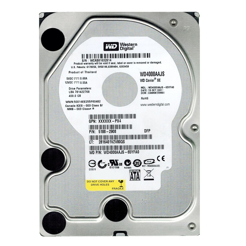 Western Digital - 400GB 7.2K SATA 3.0Gbps 3.5" 8MB Hard Drive - WD4000AAJS-65YFA0