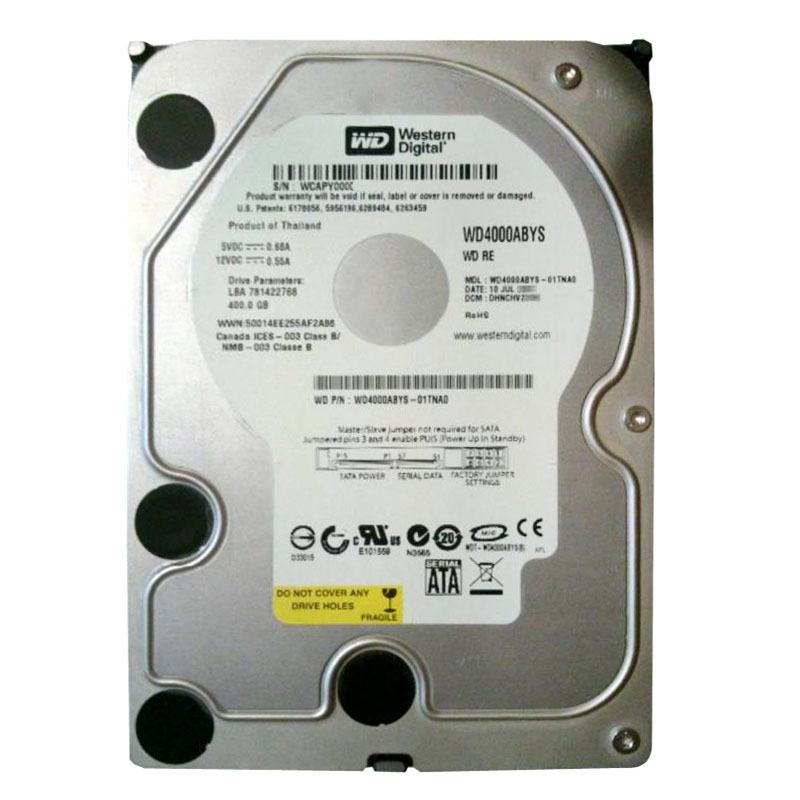 Western Digital - 400GB 7.2K SATA 3.0Gbps 3.5" 16MB Hard Drive - WD4000ABYS-01TNA0