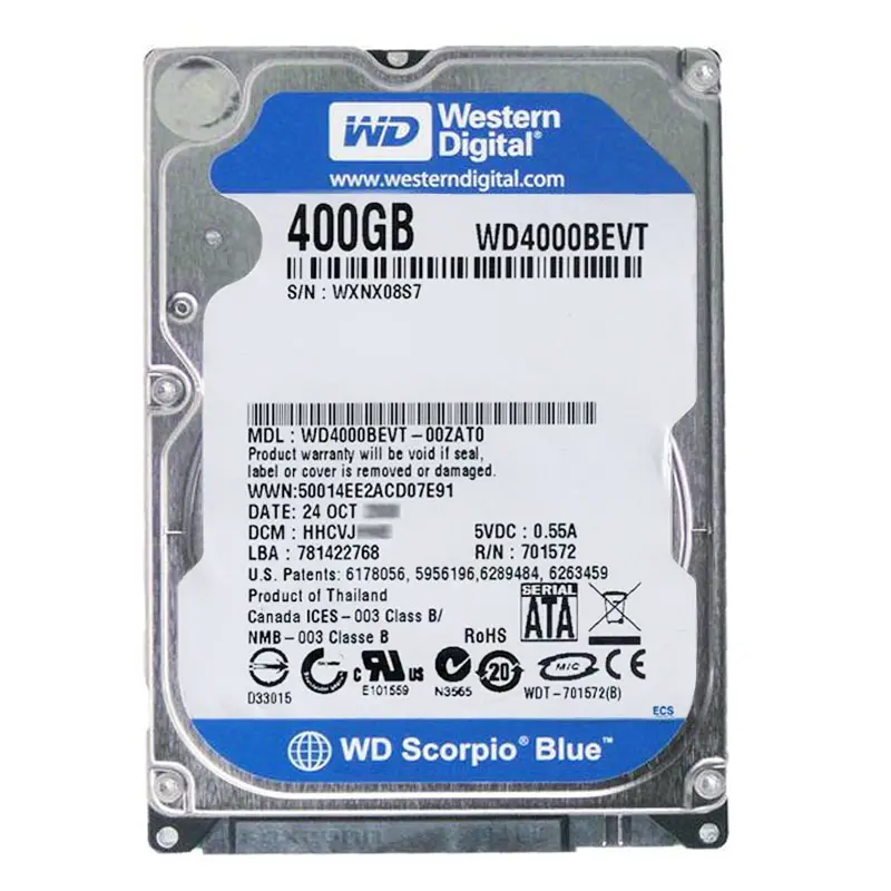 WD4000BEVT-00ZAT0.jpg Western Digital - 400GB 5.4K SATA 3.0Gbps 2.5" 8MB Hard Drive - WD4000BEVT-00ZAT0 - Image 1