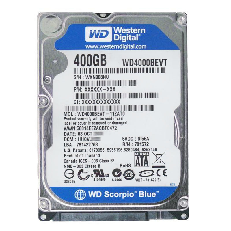 Western Digital - 400GB 5.4K SATA 3.0Gbps 2.5" 8MB Hard Drive - WD4000BEVT-11ZAT0