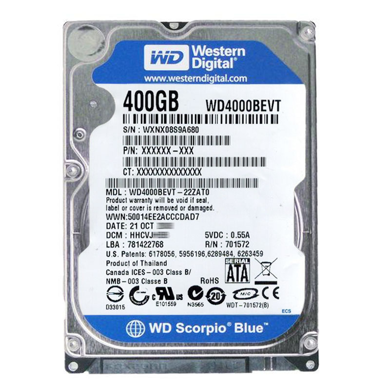 Western Digital - 400GB 5.4K SATA 3.0Gbps 2.5" 8MB Hard Drive - WD4000BEVT-22ZAT0