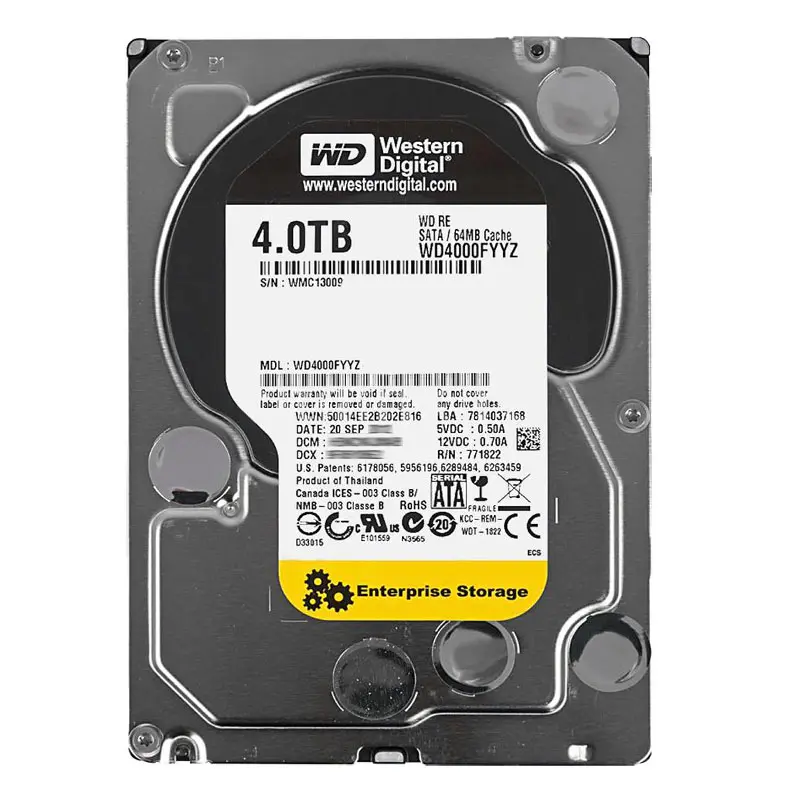 WD4000FYYZ.jpg Western Digital - 4TB 7.2K SATA 6.0Gbps 3.5" 64MB Cache Hard Drive - WD4000FYYZ - Image 1