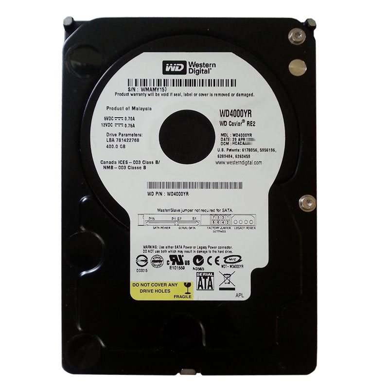 Western Digital - 400GB 7.2K SATA 1.5Gbps 3.5" 16MB Hard Drive - WD4000YR